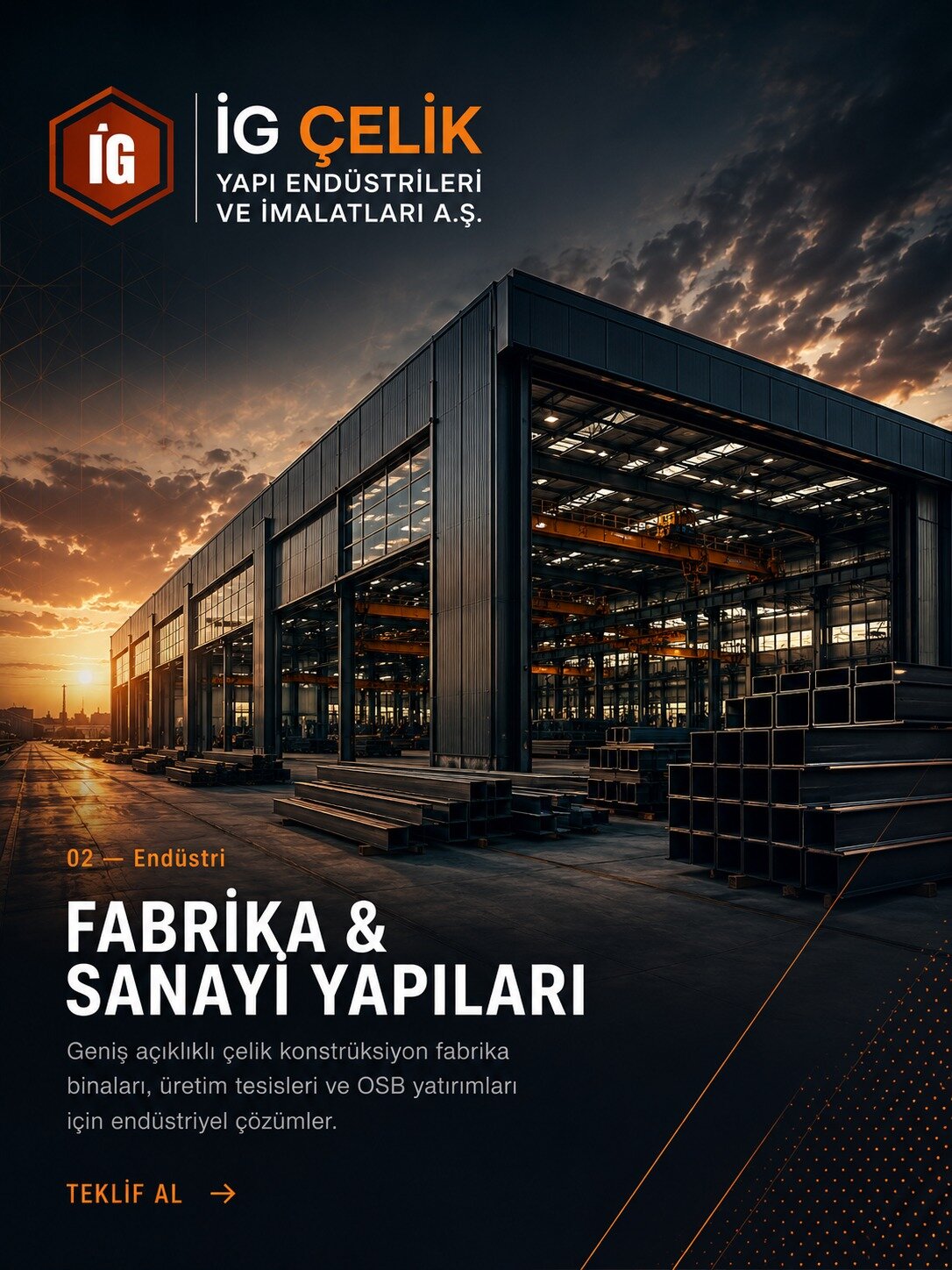 Fabrika ve sanayi yapıları — çelik konstrüksiyon